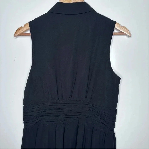 Karl Lagerfeld Paris NWOT Black Sleeveless Button-Up Ruched Waist Dress Size 8 - Picture 6 of 8